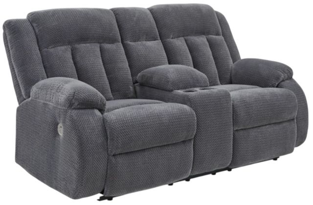 Signature Design by Ashley® Observation Steel Double Power Reclining Reclining Loveseat with Console-0