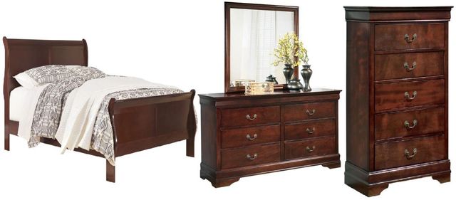 Signature Design by Ashley® Alisdair 4-Piece Dark Brown King Sleigh Bed Set-0