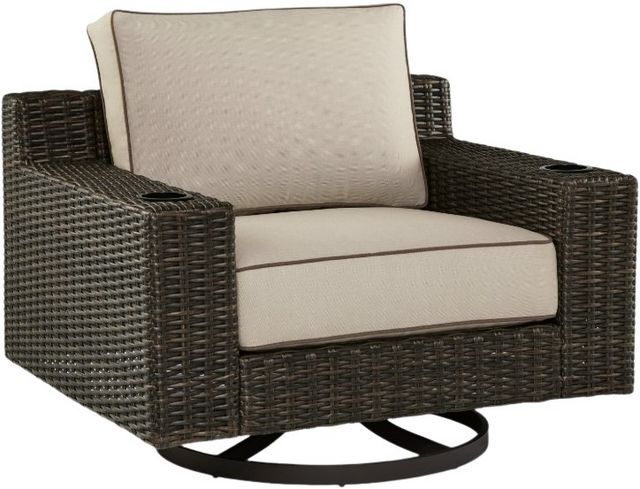 Coastline Bay Outdoor Swivel Lounge Chair with Cushion - Brown