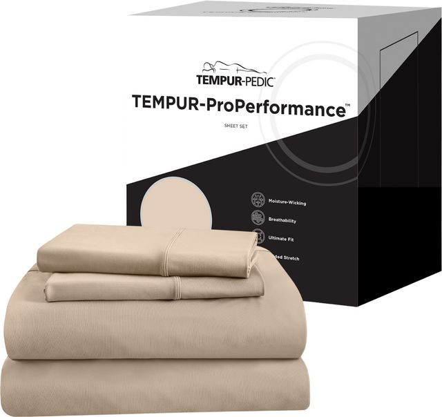 Tempur-Pedic® TEMPUR-ProPerformance™ 4-Piece Sandstone Moisture-Wicking King Sheet Set-2
