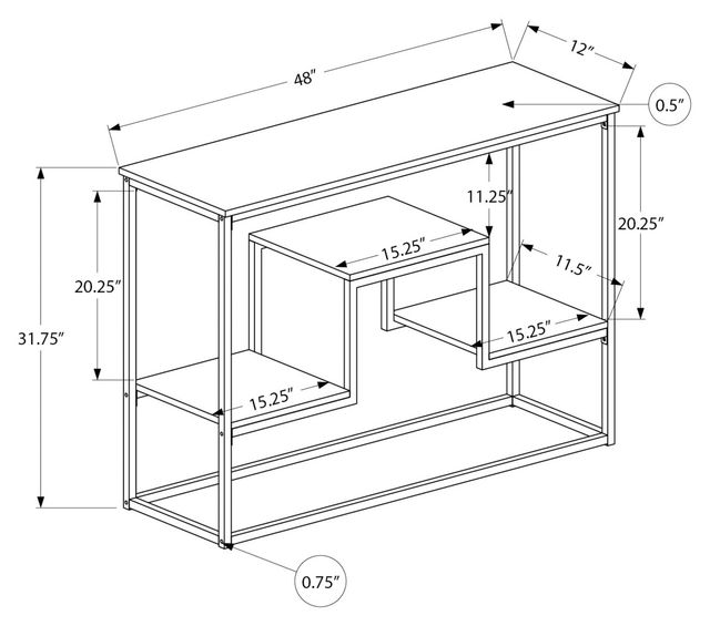Monarch Specialties Inc. Espresso 48"L with Black Metal Hall Console Table-3