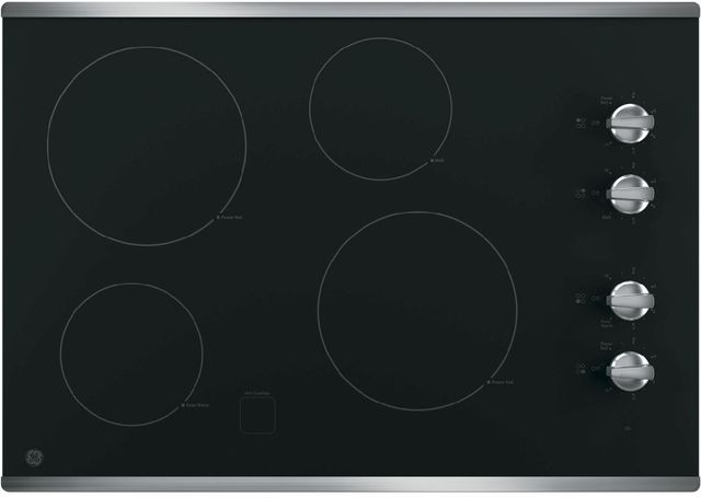 GE® 30" Stainless Steel on Black Electric Cooktop-0
