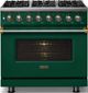 Viking® 5 Series 36" Ivy Pro Style Dual Fuel (LP) Range with Brushed Brass Trim-2
