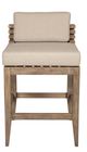 Armen Living Vivid Taupe/Brown Wooden Outdoor Barstool-1