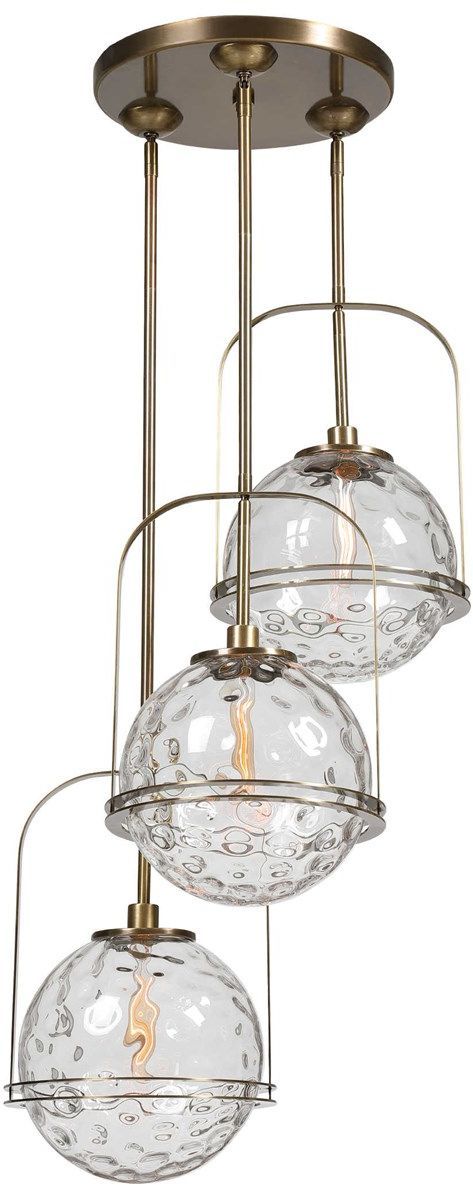 Uttermost® Mimas Antique Brass 3-Light Cluster Pendant-4