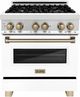 ZLINE Autograph Edition 30" Stainless Steel Pro Style Dual Fuel Range with White Matte Door and Polished Gold Accents-0