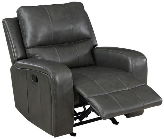 New Classic® Home Furnishings Linton Dark Gray Leather Manual Glider Recliner-3