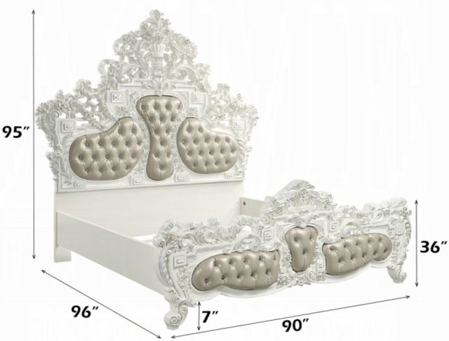 ACME Furniture Vanaheim Antique White/Beige Eastern King Upholstered Panel Bed-2