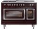 Ilve® Nostalgie II Noblesse 48'' Burgundy Pro Style Dual Fuel Range with Chrome Trim-1