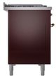 Ilve® Nostalgie II Noblesse 48'' Burgundy Pro Style Dual Fuel Range with Brass Trim-2