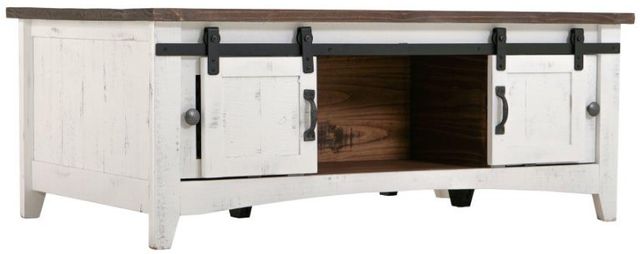 International Furniture Direct Pueblo Brown Cocktail Table with White Base-2