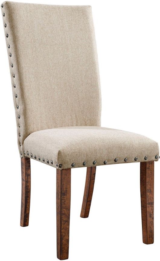 Elements International Jax 6-Piece Cherry/Cream/Walnut Upholstered Dining Set-2