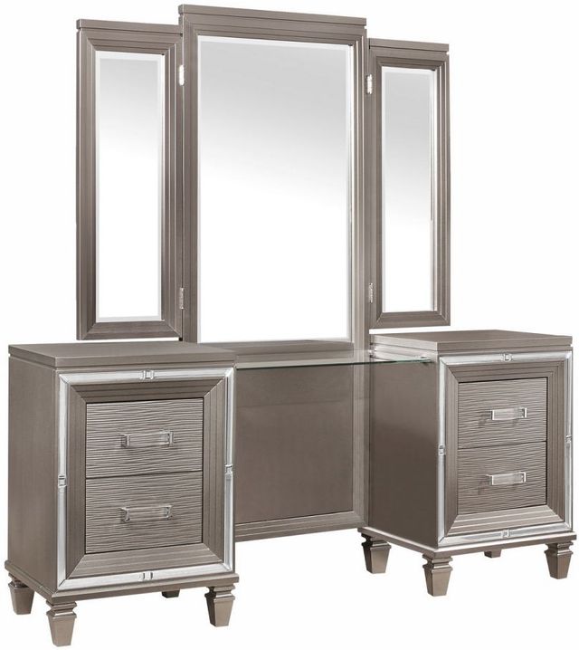 Mazin Furniture Tamsin Silver Gray Metallic Vanity Set-1