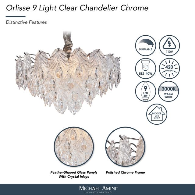 Michael Amini® Orlisse Chrome/Clear 9-Light Chandelier-3