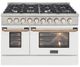 Kucht Professional KNG Series 48" Stainless Steel Pro Style Natural Gas Range with White Door and Gold Handle-0