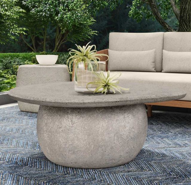 Classic Home Britney Light Gray Outdoor Round Coffee Table-1