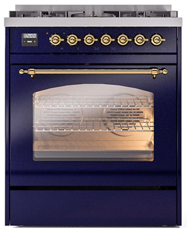 Ilve® Nostalgie II Series 30" Midnight Blue Pro Style Dual Fuel Range-2