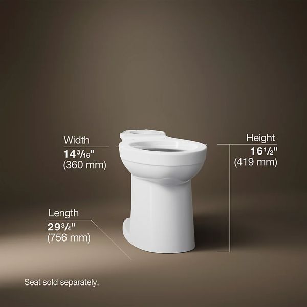 KOHLER® Kingston™ White Antimicrobial Elongated Toilet Bowl-4