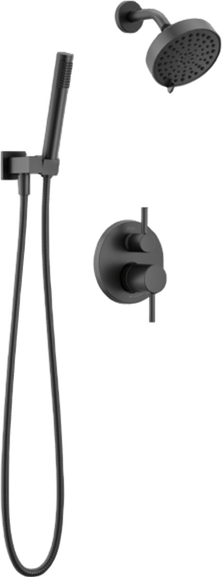 Delta Modern 14S Matte Black Shower Trim with Fixed Head & Hand Shower-0