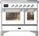 Ilve® Majestic III 40" White Pro Style Induction Range with Triple Glass Door and Chrome Trim-0