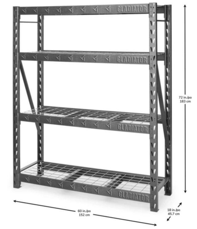 Gladiator® Hammered Granite 60" Wide Heavy Duty Rack with Four 18" Deep Shelves-2