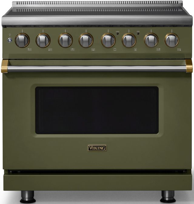 Viking® 5 Series 36" Martini Pro Style Induction Range with Brushed Brass Trim-0