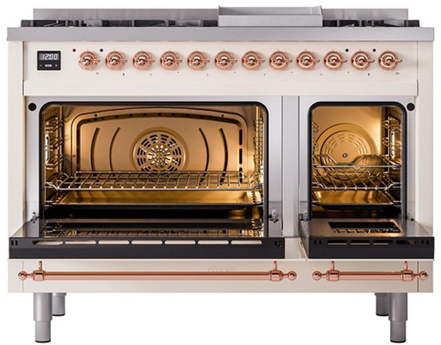 Ilve® Nostalgie II Series 48" Antique White Pro Style Dual Fuel Range-1