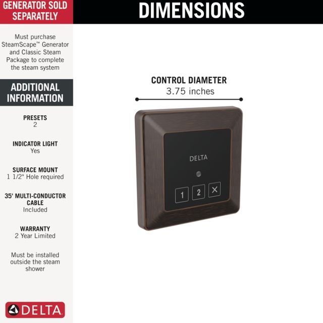 Delta SteamScape™ Classic System Venetian Bronze Square Exterior Steam Control-1