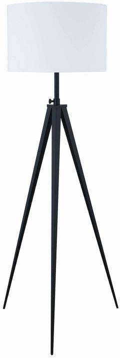 Coaster® Harrington White/Black Drum Adjustable Height Tripod Floor Lamp