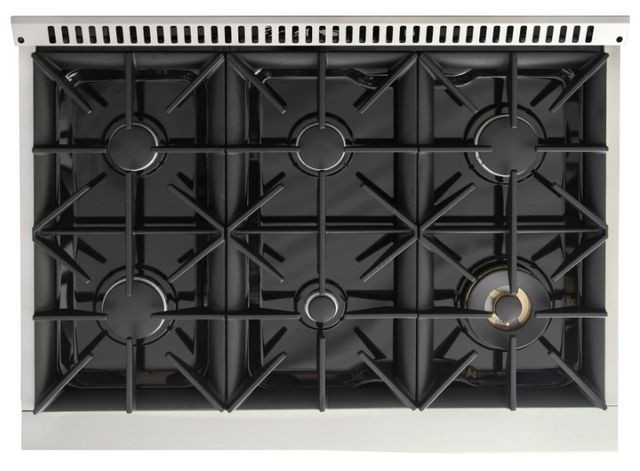 Kucht Professional KDF Series 36" Stainless Steel Pro Style Dual Fuel Range with Black Door and Gold Handle-1