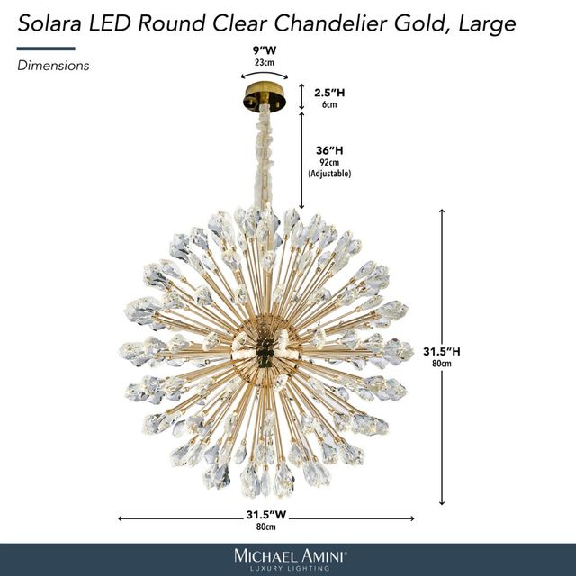 Michael Amini® Solara Clear/Gold Large Round LED Chandelier-1