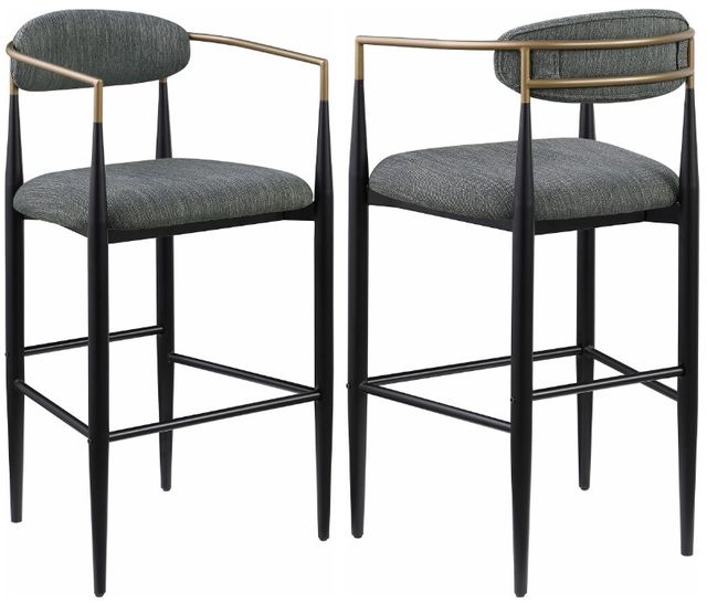 Coaster® Tina 2-Piece Black/Dark Gray Upholstered Bar Stool Set-0