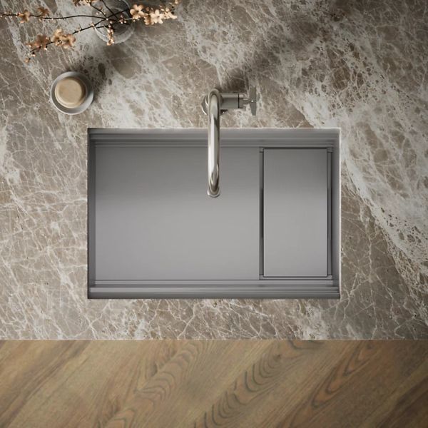 KOHLER® Synthos™ Dark Walnut/Stainless Steel 28" Undermount Single-Bowl Workstation Kitchen Sink-2