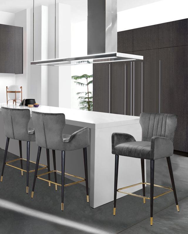Meridian Furniture Luxe Gray Velvet Counter Stool-3