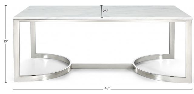 Meridian Furniture Copley White Coffee Table with Chrome Base-2