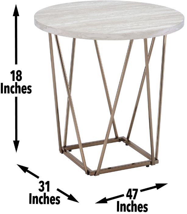 Steve Silver Co. Rowyn White End Table with Copper Base-2