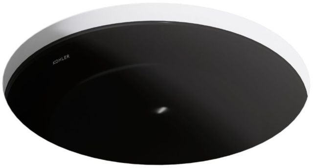 Kohler Caxton® Black 16.13" Round Undermount Bathroom Sink, No Overflow-0