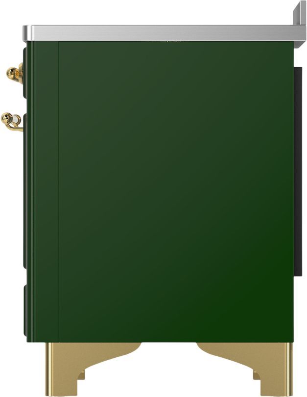 Ilve® Majestic III 48" Emerald Green Pro Style Induction Range with Triple Glass Door and Brass Trim-3