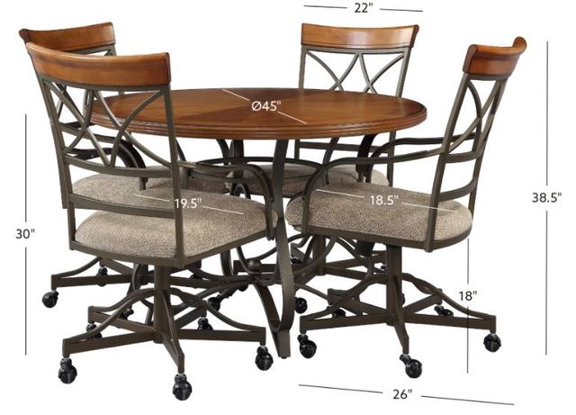 Powell® Hamilton 5-Piece Beige/Bronze/Cherry Dining Set-3