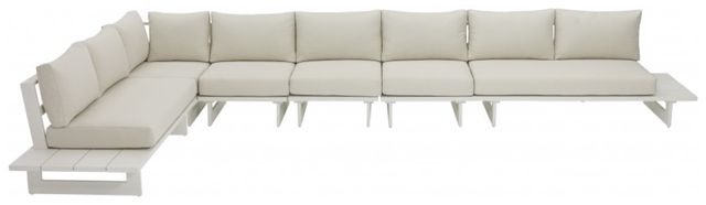 Meridian Furniture Maldives 4-Piece Cream/White Aluminum/Fabric 185" Outdoor Modular Sectional-1