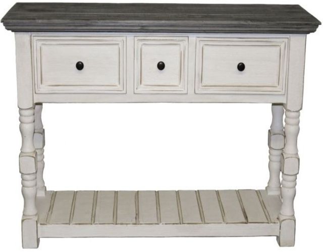 Million Dollar Rustic Cottage Weathered White Sofa Table-0