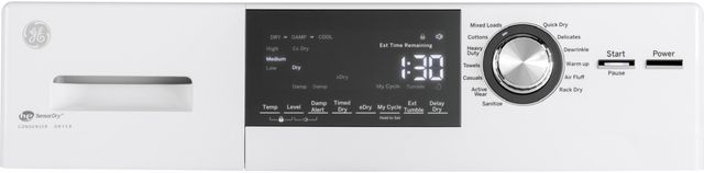 GE® 4.1 Cu. Ft. White Front Load Ventless Electric Dryer-4