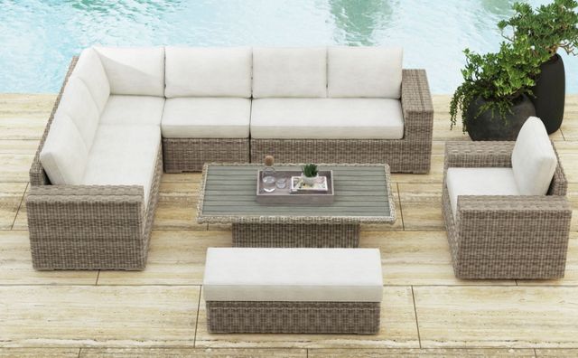 Elements International Carmona 6-Piece Beige/Natural Olefin Outdoor Conversion Set -1