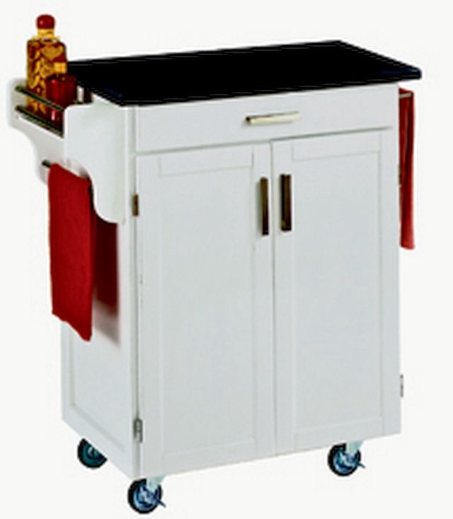 homestyles® Cuisine Cart Black Granite/White Kitchen Cart-1