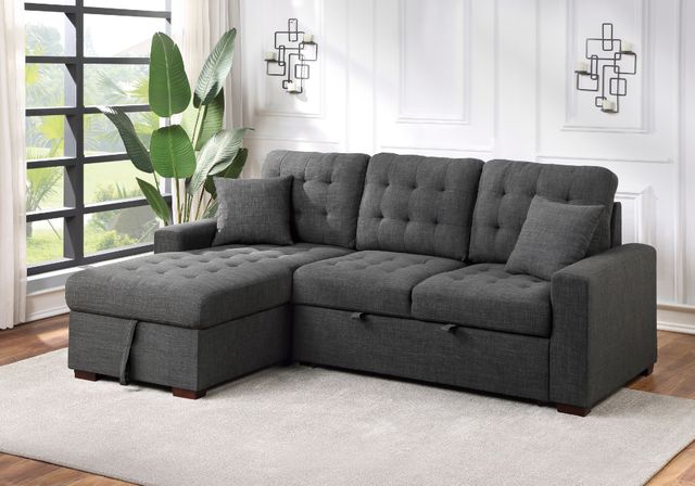 Homelegance® McCafferty 2-Piece Dark Gray Left-Arm Facing Sleeper Sectional with Hidden Storage-1