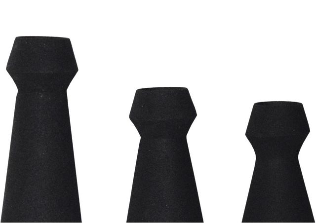 Renwil® Granfeld Set of 3 Textured Matt Black Vases-1