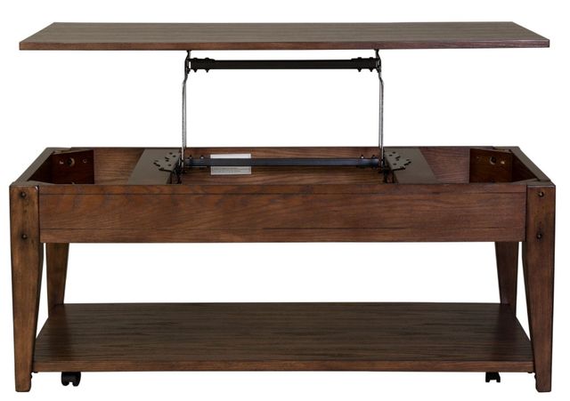 Liberty Furniture Lake House Rustic Brown Oak Lift Top Cocktail Table-4