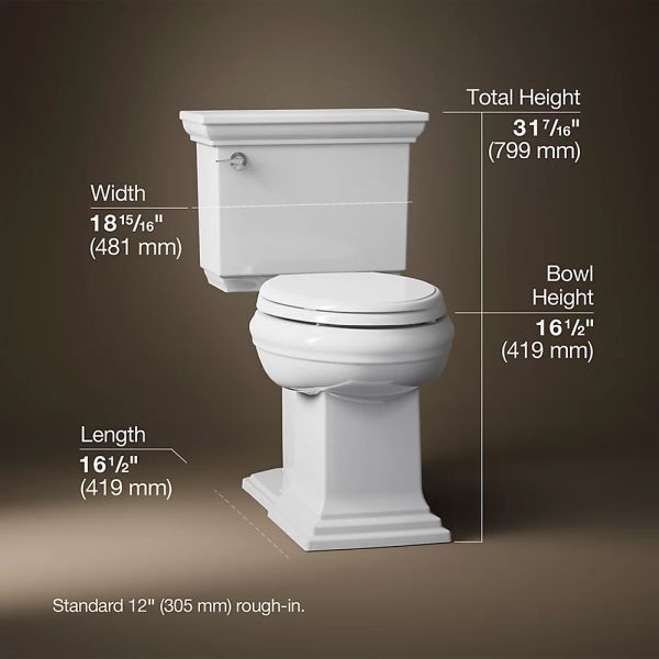 KOHLER® Memoirs® Stately White 2-Piece Elongated with Concealed Trapway, 1.28 Gpf-3