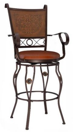 Powell® Big & Tall Bronze/Copper Bar Stool with Arms