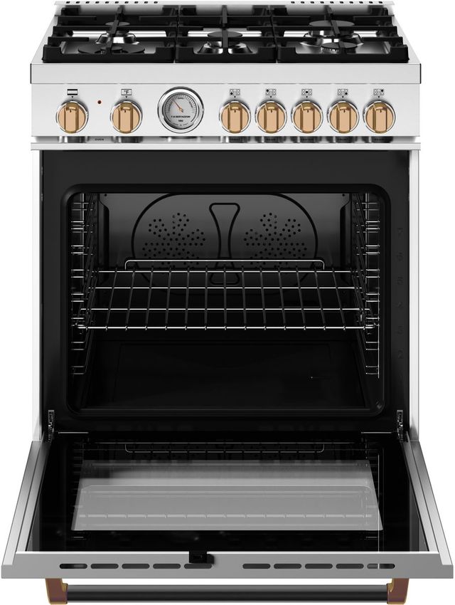 Bertazzoni Master Series 30" Fingerprint Resistant Bianco Matt Pro Style Dual Fuel Range with Gold Accents-1